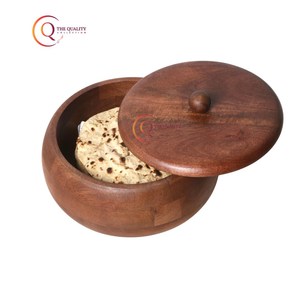 Casserole en bois Chapati Box pour cuisine Hotpot Roti Casserole de forme ronde pour cuisine Ensemble de service Hotpot pour Chapati pour manger - Product Image 3