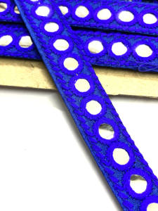 Indian Multy Ethnic Embroidery <b>Mirror</b> Sequins Thread Lace Trimming 25MM French Metallic Used Women's Footwear Accessories - Product Image 3