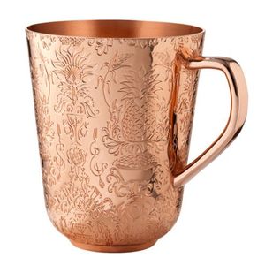Premium Engraved <b>Copper</b> <b>Mug</b> with Floral Pattern and Sleek Handle for Elegant Drinkware Use - Product Image 1