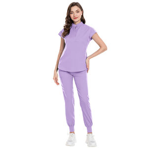 Conjuntos médicos de Enfermería de verano para mujer, uniformes transpirables de manga corta con bordado personalizado, LONA DE LICRA para Hospital más vendida - Product Image 4