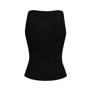 Débardeur côtelé pour femme, col en V, coupe ajustée, extensible, sans manches, décontracté, uni, été, tricot doux, séchage rapide, respirant, noir - Product Image 2