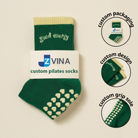 Calcetines de Yoga y Pilates Antideslizantes de Alta Calidad con Diseño de Logotipo Personalizado para Mujer, Modelo High-Crew, Ideales para Primavera y Jóvenes