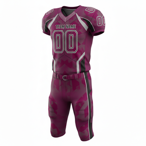 Ensemble de maillot et short de football américain sublimé personnalisable, 100% polyester respirant avec position du logo sur le devant - Product Image 2