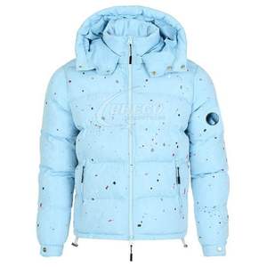 Custom Reflective Branding Strap Adjustable Cuffs Heat Sealed Quilting Platinum <b>Men</b> Canvas Winter High Padded Puffer Jacket - Product Image 1