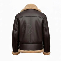 Veste d'hiver moderne en cuir de vachette et peau de mouton avec un design épuré, écologique, légère et chaude, avec une couche intérieure et un logo frontal