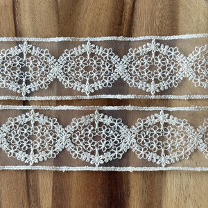 5cm <b>Mirror</b> Floral Edge Trim Korean Tulle Lace Embroidered Cotton Scallop Lace Wide for DIY & Wedding Decor 2 inch - Product Image 2