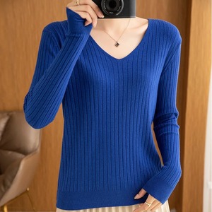 พิเศษสไตล์ถนนผู้หญิงฤดูหนาวถักเสื้อสวมหัวคอวีสลิมฟิตbottomingเสื้อนุ่มเสื้อถักจัมเปอร์พื้นฐาน - Product Image 5