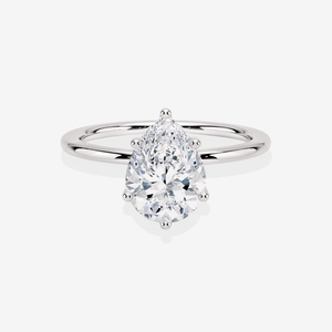Lab Grown Diamond <b>Ring</b> Pear Cut Classic Solitaire Engagement with 14k Gold Elegant Diamond <b>Rings</b> - Product Image 5