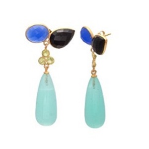 มาใหม่วางพลอย925เงินสเตอร์ลิงลูกแพร์และ Briolette รูปร่างต่างหู - Product Image 1