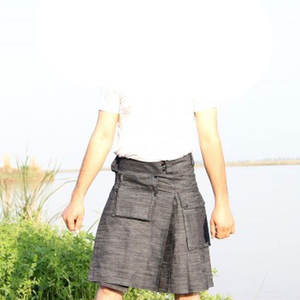 Classic Black Denim <b>Utility</b> <b>Kilt</b> with Cargo Pockets Scotttish Stylish Mens Wear 2026 - Product Image 5