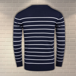 เสื้อสเวตเตอร์คอกลมสำหรับผู้ชายเสื้อสเวตเตอร์น้ำหนักเบาทรงสลิมฟิตเสื้อสวมหัวแบบถักสำหรับสวมใส่ลำลองหรือชุดออกงานตามสั่ง - Product Image 5