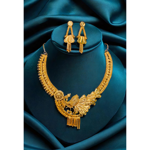 Boucles d'oreilles collier de style à la mode serties de bijoux plaqué or 22 carats conçus uniques pour femmes - Product Image 1