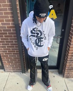 Pull-over à capuche et pantalon de survêtement évasé à impression numérique unisexe 100% coton Survêtement d'hiver écologique pour hommes - Product Image 1