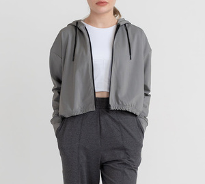 เสื้อฮู้ดกีฬาซิปเต็มรูปแบบสำหรับผู้หญิงเสื้อมีฮู้ดแฟชั่นลำลองสำหรับออกกำลังกายโลโก้แบบกำหนดเองใหม่ - Product Image 3