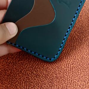 Classic Genuine <b>Leather</b> <b>Card</b> <b>Holder</b> With Hand Stitching Slim Wallet Handmade Burnished Edges Organizer HLC-0034 - Product Image 5