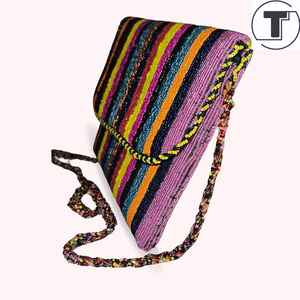 Sac à perles multicolores avec poignée, sac à main, sac à main décontracté, artisanat indien, fait à la main, sac baguette, - Product Image 4