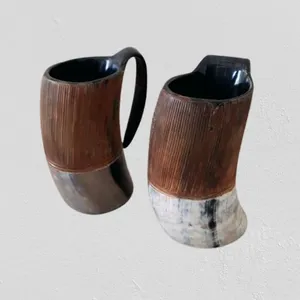 Taza de cuerno de búfalo pulido hecho a mano, taza Medieval de calidad para cerveza para hoteles y regreso a la escuela, gran oferta - Product Image 5