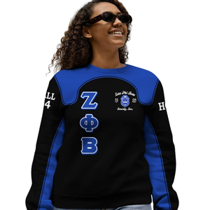 Sudadera con Cuello Redondo Bordada de Zeta Phi Beta para Mujer, Azul, Ropa Griega de Hermandad, Sudadera de Forro Polar de 1920 - Product Image 5