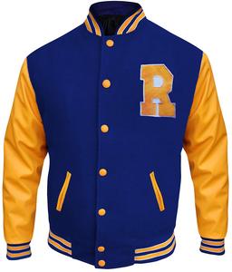 Custom Brand OEM <b>Men's</b> Winter Varsity <b>Jacket</b>-Polyester/Cotton Cow Skin <b>Leather</b> Sleeves Breathable Windproof Plus Size Stand - Product Image 5