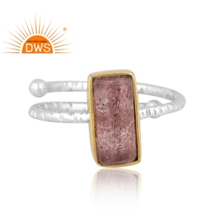 Dernière tendance en argent Sterling fin naturel fraise Quartz pierres précieuses bague empilable bijoux personnalisés pour les femmes cadeau pour elle - Product Image 3