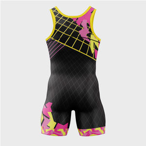 Conjuntos de Singletes de Lucha Libre y Mallas Unisex de Spandex/Poliéster Elástico de 220g con Logotipo Personalizado Impreso por Transferencia Térmica Delantera/Trasera al por Mayor - Product Image 4