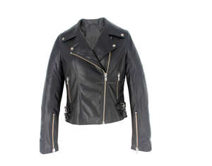 เสื้อแจ็คเก็ตผู้หญิงแฟชั่นปี 2022 สีดำ สไตล์สปริง/ออทั่ม ซิปหน้า เท่ห์ๆ สไตล์ไบค์เกอร์ หนังวีแกน - Product Image 3