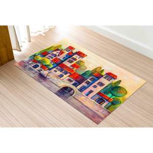 Tapis Silhouette Ville Ancienne : Tapis d'appoint pour la décoration intérieure de style ferme, Tapis en chenille - Product Image 5