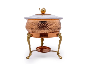 Le chauffe-plats décoratif en cuivre améliore la présentation du buffet tout en maintenant la chaleur des aliments pour des occasions de dîner élégantes - Product Image 3