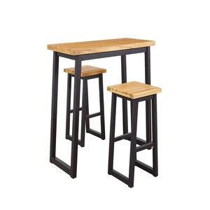 Juego de taburetes de mesa de madera de hierro, muebles de exterior de goma maciza de 3 piezas, precio al por mayor OEM para jardín y vida exterior - Product Image 1