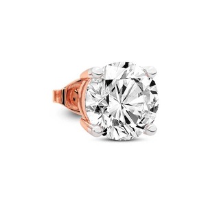 Boucle d'oreille solitaire à quatre griffes avec diamant rond de laboratoire, 1 carat total, couleur F-G, clarté VS, or massif 14K, vendue individuellement - Product Image 2
