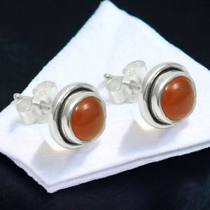 Delicado desgaste de fiesta elegante pendiente para ella Plata de Ley 925 piedra preciosa cornalina natural joyería fina hecha a mano fabricante a granel - Product Image 2