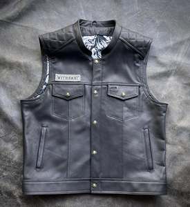 Gilet en cuir pour motard avec patchs personnalisés Club Rocker - Product Image 1