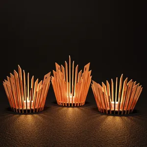 Portavelas de madera hecho a mano, diseño elegante y elegante, busca espacios para el hogar y la Oficina para el Día de San Valentín a precio mayorista - Product Image 1