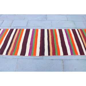 Vintage Turkish Rug, <b>Runner</b> 2.5x8 ft (76x243 cm) Rug, <b>Red</b> Southwestern Wool Rug - Product Image 4