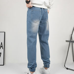 กางเกงยีนส์เดนิมทรงตรงขนาดใหญ่พิเศษ สไตล์ลำลอง กันน้ำ สำหรับผู้ชาย ลุควินเทจ ฟอกสี ขาดๆ ขายดี - Product Image 3