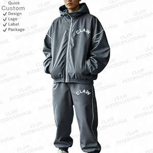 Ensemble de survêtement personnalisé pour hommes OEM veste et pantalon coupe-vent en nylon léger avec fermeture éclair pour l'entraînement ou le style - Product Image 1