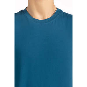 เสื้อยืดแขนสั้นทรงปกติ ผ้าเจอร์ซีย์ 98% คอตตอน 2% อีลาสเทน พิมพ์ลายสกรีน สีน้ำเงิน แห้งเร็ว รับผลิตแบบ OEM ODM - Product Image 2