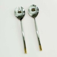 Ensemble de couverts de service de cuisine en céramique argentée mate blanche avec mini cuillère à manche, cuillère à soupe et fourchette à fruits, ensemble de service à salade Piker