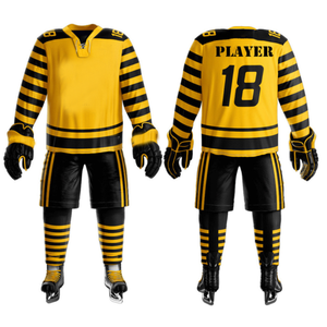 Maillots, pantalons et chaussettes de hockey sur glace personnalisés de haute qualité, impression par sublimation, service OEM, séchage rapide, uniformes d'équipe 100% - Product Image 1