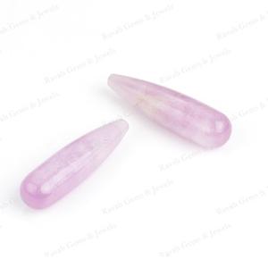 ต่างหูคู่แบบหลวม9x30มม. ทำจากหินควอทซ์สีชมพูแบบหยดน้ำสีเรียบคุณภาพสูง - Product Image 2