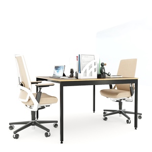 HBSL015 Minimalist Cluster <b>Table</b> for 2 120x120cm Plywood with Melamine Coating Sleek Legs for Office or <b>Study</b> Furniture - Product Image 4