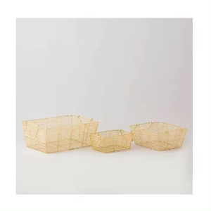 Trending Design Gold Color Set de 3 Cesta de almacenamiento para el hogar Cesta de almacenamiento de lujo hecha a mano Utensilios de cocina - Product Image 1