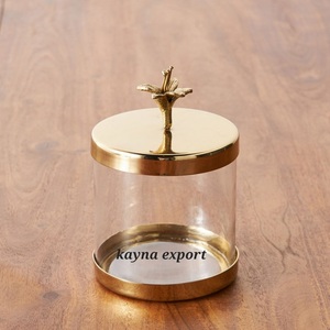 Jarra de Vidrio Blanco de Lujo con Base de Acero Inoxidable, Cadena Dorada Plateada Brillante, Fácil de Limpiar, Kayna Export, para Hogar, Hotel, Baño - Product Image 6