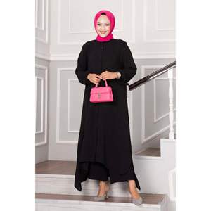 Traje de niño de 2 piezas Aerobin con botón en el cuello Conjunto de hiyab de tela negra - Product Image 2