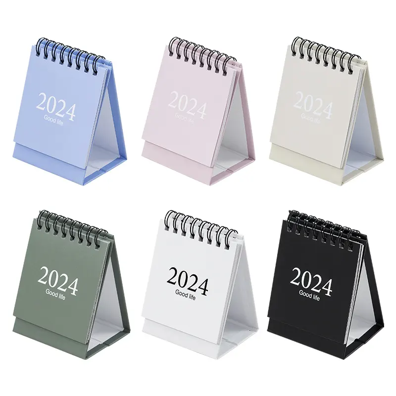 BECOL Promotional Simple Design 2024 Portable Calendar Desktop Ornaments Cute Mini Desk Calendar for Office/Home