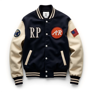 Chaqueta Bomber de Cuero y Lana de Fábrica OEM, Unisex, Alta Calidad, Personalizable con Bordado, Camuflaje, Resistente al Viento e Impermeable, Estilo Universitario - Product Image 3