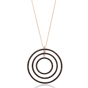 Colgante de Plata de Ley 925 con Diseño de Círculo Hueco Abierto y Zirconia Negra, Hecho a Mano en Turquía, Venta al por Mayor, Regalo de Joyería - Product Image 1