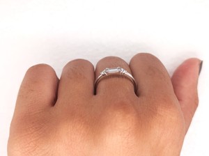 Lurba Jewels 0.12 CTW Lab Grown Diamond Baguette Cut Three Stone <b>Ring</b> Solid 14K White Gold Vintage Engagement Anniversary - Product Image 5