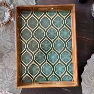 Plateau de service en bois naturel fabriqué à la main Meena Work décoratif en bois cuisine et Table à manger plateaux imprimés cadeaux - Product Image 2