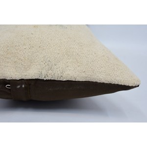 Almohada Kantha de lana Beige a rayas sutiles de 18x18 pulgadas, cojín decorativo esponjoso Vintage tejido de lujo para ropa de cama y uso en el suelo - Product Image 5